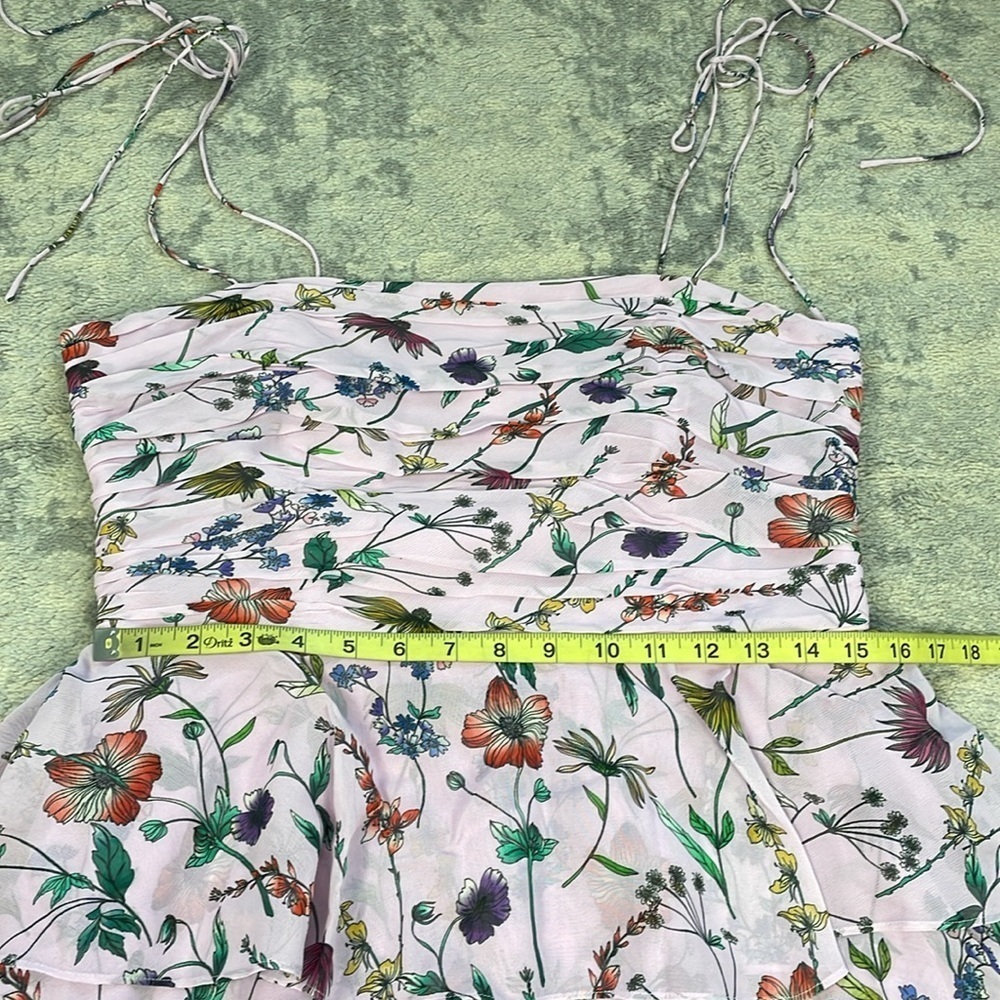 NWT AMUR Acacida Tie Shoulder Ruffle Midi Dress in Lilac Lily Dreamy Wildflower - Picture 12 of 16